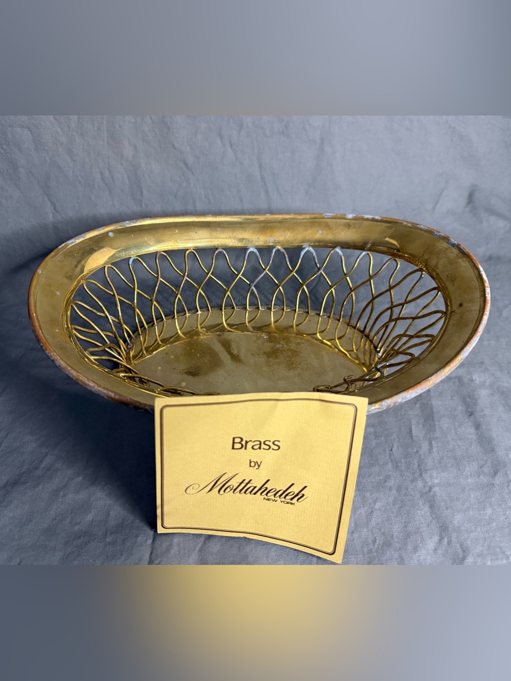 Mottahedeh Brass Wirework Basket- Gold